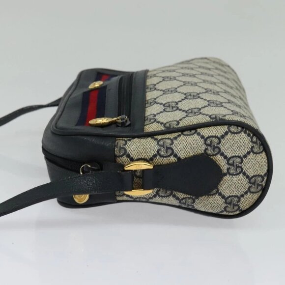 GUCCI GG Supreme Sherry Line Shoulder Bag PVC Navy Gold 119 02 087 Auth 137826 - Picture 6 of 16